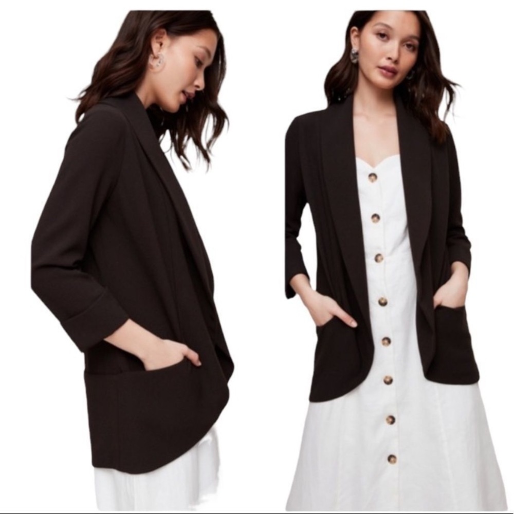 Aritzia Wilfred Chevalier Blazer Black Size 4 XL tuxedo satin lapel jacket